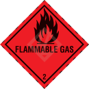 Gefahrgutaufkleber Klasse 2.1, 250x250 mm, PVC-Folie, FLAMMABLE GAS
